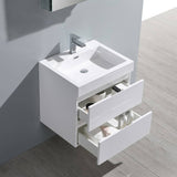 Fresca FVN8324WH Valencia 24" Glossy White Wall Hung Modern Bathroom Vanity with Medicine Cabinet