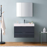 Fresca FVN8336GG Valencia 36" Dark Slate Gray Wall Hung Modern Bathroom Vanity with Medicine Cabinet