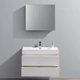 Fresca FVN8336WH Valencia 36" Glossy White Wall Hung Modern Bathroom Vanity with Medicine Cabinet