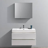 Fresca FVN8342WH Valencia 40" Glossy White Wall Hung Modern Bathroom Vanity with Medicine Cabinet