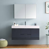 Fresca FVN8348GG Valencia 48" Dark Slate Gray Wall Hung Modern Bathroom Vanity with Medicine Cabinet