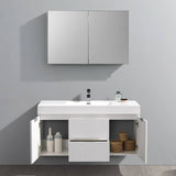 Fresca FVN8348WH Valencia 48" Glossy White Wall Hung Modern Bathroom Vanity with Medicine Cabinet