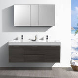 Fresca FVN8360GO-D Valencia 60" Gray Oak Wall Hung Double Sink Modern Bathroom Vanity with Medicine Cabinet