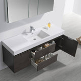 Fresca FVN8360GO Valencia 60" Gray Oak Wall Hung Modern Bathroom Vanity with Medicine Cabinet