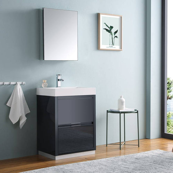 Fresca FVN8424GG Valencia 24" Dark Slate Gray Free Standing Modern Bathroom Vanity with Medicine Cabinet