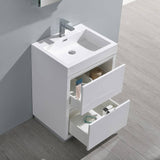 Fresca FVN8424WH Valencia 24" Glossy White Free Standing Modern Bathroom Vanity with Medicine Cabinet