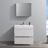 Fresca FVN8436WH Valencia 36" Glossy White Free Standing Modern Bathroom Vanity with Medicine Cabinet