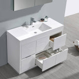 Fresca FVN8448WH Valencia 48" Glossy White Free Standing Modern Bathroom Vanity with Medicine Cabinet