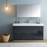 Fresca FVN8460GG Valencia 60" Dark Slate Gray Free Standing Modern Bathroom Vanity with Medicine Cabinet