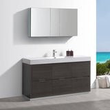 Fresca FVN8460GO Valencia 60" Gray Oak Free Standing Modern Bathroom Vanity with Medicine Cabinet