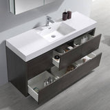 Fresca FVN8460GO Valencia 60" Gray Oak Free Standing Modern Bathroom Vanity with Medicine Cabinet