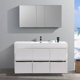 Fresca FVN8460WH Valencia 60" Glossy White Free Standing Modern Bathroom Vanity with Medicine Cabinet