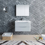 Fresca FVN9032GRG Tuscany 32" Glossy Gray Wall Hung Modern Bathroom Vanity with Medicine Cabinet