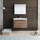 Fresca FVN9032RW Tuscany 32" Rosewood Wall Hung Modern Bathroom Vanity with Medicine Cabinet