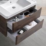 Fresca FVN9032RW Tuscany 32" Rosewood Wall Hung Modern Bathroom Vanity with Medicine Cabinet