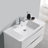 Fresca FVN9036WH Tuscany 36" Glossy White Wall Hung Modern Bathroom Vanity with Medicine Cabinet