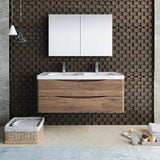 Fresca FVN9048RW-D Tuscany 48" Rosewood Wall Hung Double Sink Modern Bathroom Vanity with Medicine Cabinet