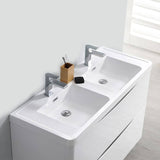 Fresca FVN9048WH-D Tuscany 48" Glossy White Wall Hung Double Sink Modern Bathroom Vanity with Medicine Cabinet