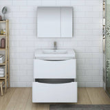 Fresca FVN9132WH Tuscany 32" Glossy White Free Standing Modern Bathroom Vanity with Medicine Cabinet