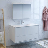 Fresca FVN9248WH Catania 48" Glossy White Wall Hung Modern Bathroom Vanity with Medicine Cabinet