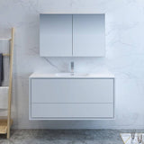 Fresca FVN9248WH Catania 48" Glossy White Wall Hung Modern Bathroom Vanity with Medicine Cabinet