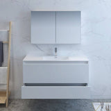 Fresca FVN9248WH Catania 48" Glossy White Wall Hung Modern Bathroom Vanity with Medicine Cabinet