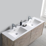 Fresca FVN9260RNW-D Catania 60" Rustic Natural Wood Wall Hung Double Sink Modern Bathroom Vanity with Medicine Cabinet