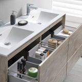 Fresca FVN9260RNW-D Catania 60" Rustic Natural Wood Wall Hung Double Sink Modern Bathroom Vanity with Medicine Cabinet