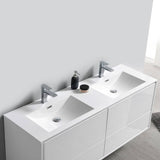 Fresca FVN9260WH-D Catania 60" Glossy White Wall Hung Double Sink Modern Bathroom Vanity with Medicine Cabinet