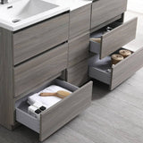 Fresca FVN93-241224MGO-D Lazzaro 60" Gray Wood Free Standing Double Sink Modern Bathroom Vanity with Medicine Cabinet