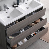 Fresca FVN93-2424MGO-D Lazzaro 48" Gray Wood Free Standing Double Sink Modern Bathroom Vanity with Medicine Cabinet