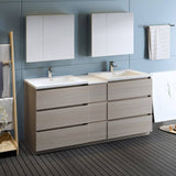 Fresca FVN93-301230MGO-D Lazzaro 72" Gray Wood Free Standing Double Sink Modern Bathroom Vanity with Medicine Cabinet