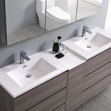 Fresca FVN93-301230MGO-D Lazzaro 72" Gray Wood Free Standing Double Sink Modern Bathroom Vanity with Medicine Cabinet