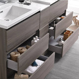 Fresca FVN93-301230MGO-D Lazzaro 72" Gray Wood Free Standing Double Sink Modern Bathroom Vanity with Medicine Cabinet