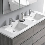 Fresca FVN93-3030HA-D Lazzaro 60" Ash Gray Free Standing Double Sink Modern Bathroom Vanity with Medicine Cabinet