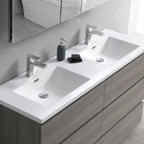 Fresca FVN93-3030MGO-D Lazzaro 60" Gray Wood Free Standing Double Sink Modern Bathroom Vanity with Medicine Cabinet