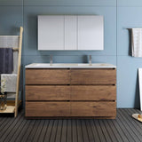 Fresca FVN93-3030RW-D Lazzaro 60" Rosewood Free Standing Double Sink Modern Bathroom Vanity with Medicine Cabinet