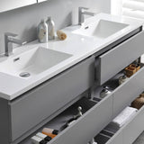 Fresca FVN93-3636GR-D Lazzaro 72" Gray Free Standing Double Sink Modern Bathroom Vanity with Medicine Cabinet