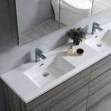 Fresca FVN93-3636HA-D Lazzaro 72" Ash Gray Free Standing Double Sink Modern Bathroom Vanity with Medicine Cabinet