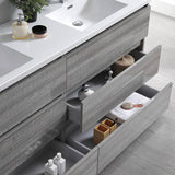 Fresca FVN93-3636HA-D Lazzaro 72" Ash Gray Free Standing Double Sink Modern Bathroom Vanity with Medicine Cabinet