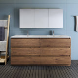 Fresca FVN93-3636RW-D Lazzaro 72" Rosewood Free Standing Double Sink Modern Bathroom Vanity with Medicine Cabinet