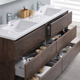 Fresca FVN93-3636RW-D Lazzaro 72" Rosewood Free Standing Double Sink Modern Bathroom Vanity with Medicine Cabinet