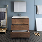 Fresca FVN9336RW Lazzaro 36" Rosewood Free Standing Modern Bathroom Vanity with Medicine Cabinet