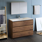 Fresca FVN9348RW Lazzaro 48" Rosewood Free Standing Modern Bathroom Vanity with Medicine Cabinet