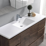 Fresca FVN9360RW-S Lazzaro 60" Rosewood Free Standing Single Sink Modern Bathroom Vanity with Medicine Cabinet