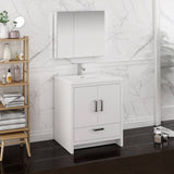 Fresca FVN9430WH Imperia 30" Glossy White Free Standing Modern Bathroom Vanity with Medicine Cabinet