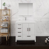 Fresca FVN9436WH-L Imperia 36" Glossy White Free Standing Modern Bathroom Vanity with Medicine Cabinet- Left Version