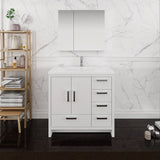 Fresca FVN9436WH-R Imperia 36" Glossy White Free Standing Modern Bathroom Vanity with Medicine Cabinet - Right Version