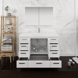 Fresca FVN9448WH Imperia 48" Glossy White Free Standing Modern Bathroom Vanity with Medicine Cabinet