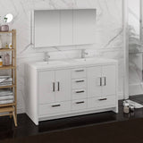 Fresca FVN9460WH-D Imperia 60" Glossy White Free Standing Double Sink Modern Bathroom Vanity with Medicine Cabinet